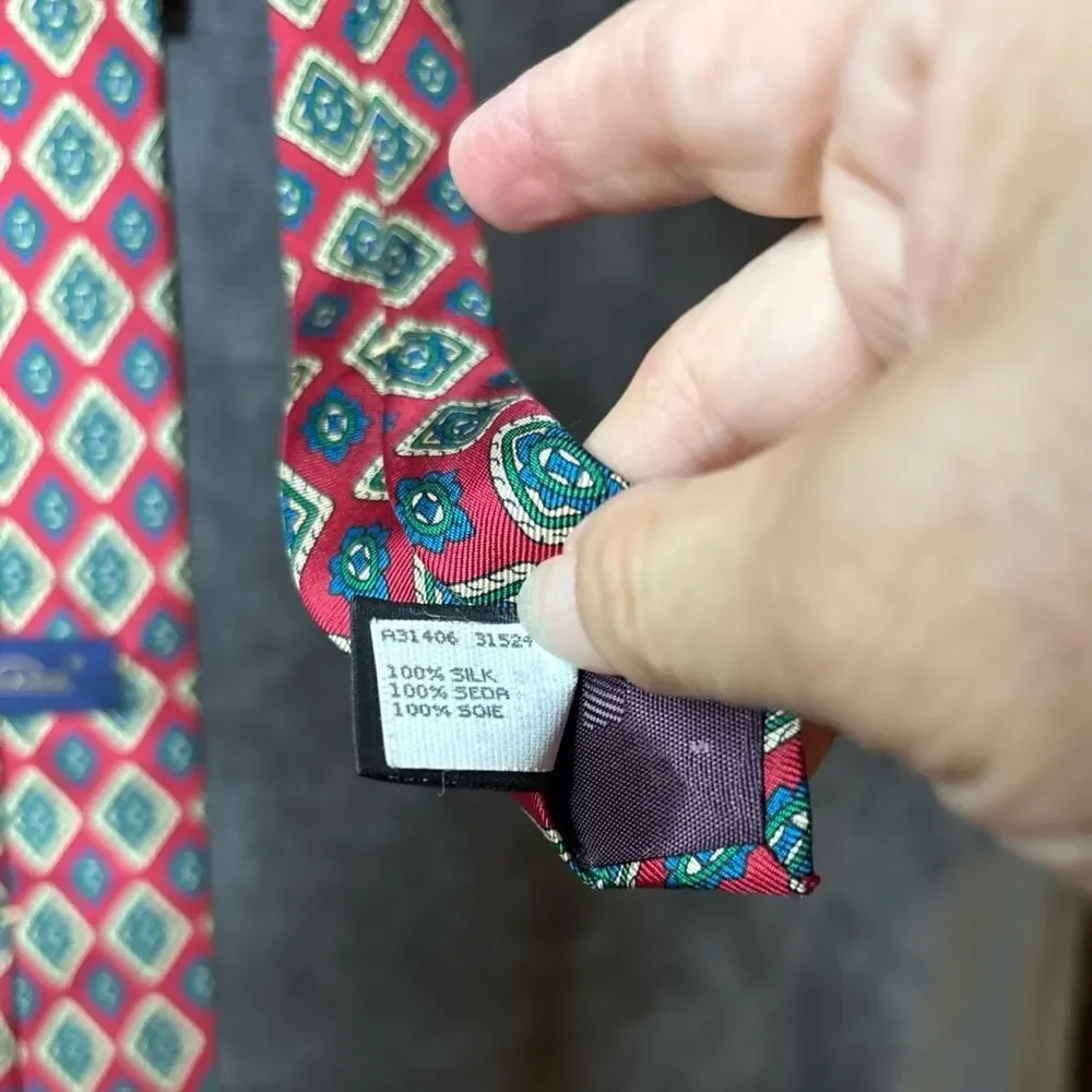 Oscar de la Renta Red and Blue Tie Sophisticated Style - Picture 5 of 11